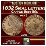 YC 1832 Smal letters Capped Bust Half Dollar 50c S