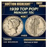 YC 1939 Proof Mercury Dime TOP POP! 10c Grades GEM