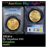 PCGS 1914-s Gold St. Gaudens Double Eagle $20 ms63