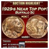 YC 1929-s Buffalo Nickel Near Top Pop! 5c ms66+ SE