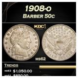 YC 1908-o Barber Half Dollars 50c Grades Select Un