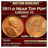 1911-d Lincoln Cent Near Top Pop! 1c ms66+ rd SEGS