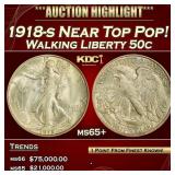 IC 1918-s Walking Liberty Half Dollar Near Top Pop