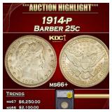 1914-p Barber Quarter 25c ms66+ SEGS