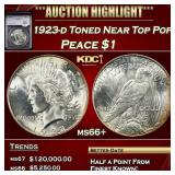 YC 1923-d Peace Dollar Toned Near Top Pop! $1 ms66