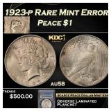 PCGS 1923-p Peace Dollar Rare Mint Error $1 au58 P