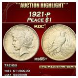 1921-p Peace Dollar $1 ms65+ SEGS