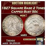 YC 1827 Square Base 2 Capped Bust Half Dollar Tone