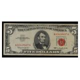 1963 $5 Red Seal United States Note Grades vf++