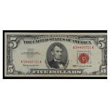 1963 $5 Red Seal United States Note Grades vf++