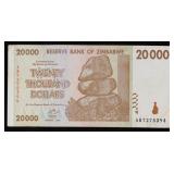 2008 Reserve Bank of Zimbabwe 20,000 Dollars Hyper