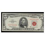 1963 $5 Red Seal United States Note Grades Select