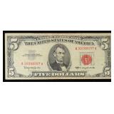 1963 $5 Red Seal United States Note Grades vf++