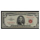 1963 $5 Red Seal United States Note Grades vf++