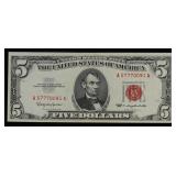 1963 $5 Red Seal United States Note Grades Choice