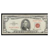 1963 $5 Red Seal United States Note Grades xf