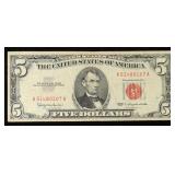 1963 $5 Red Seal United States Note Grades vf++