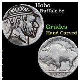 Hobo Buffalo Nickel 5c Grades Hand Carved