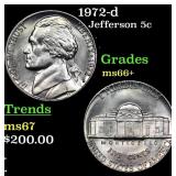 1972-d Jefferson Nickel 5c Grades GEM++ Unc