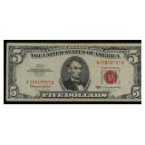 1963 $5 Red Seal United States Note Grades vf+