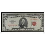 1963 $5 Red Seal United States Note Grades vf++