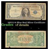 1957A $1 Blue Seal Silver Certificate Grades vf de