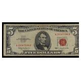 1963 $5 Red Seal United States Note Grades vf++