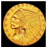 *Highlight* 1912-p Gold Indian Quarter Eagle Near