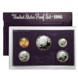 1986  United States Mint Proof Set 5 coins