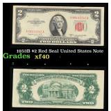 1953B $2 Red Seal United States Note Grades xf