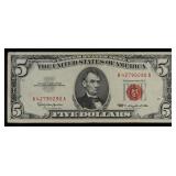 1963 $5 Red Seal United States Note Grades xf