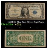 1935D $1 Blue Seal Silver Certificate Grades vf+