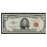 1963 $5 Red Seal United States Note Grades xf+