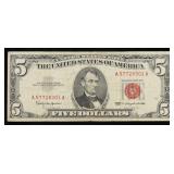 1963 $5 Red Seal United States Note Grades vf++