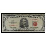 1963 $5 Red Seal United States Note Grades vf+