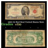 1963 $2 Red Seal United States Note Grades vf++