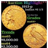 *Highlight* 1913-p Gold Indian Quarter Eagle $2 1/