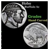 Hobo Buffalo Nickel 5c Grades Hand Carved