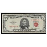 1963 $5 Red Seal United States Note Grades vf++