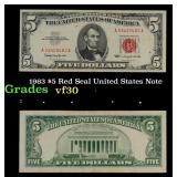 1963 $5 Red Seal United States Note Grades vf++