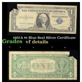 1957A $1 Blue Seal Silver Certificate Grades vf de