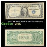 1957 $1 Blue Seal Silver Certificate Grades vf+