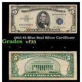 1953 $5 Blue Seal Silver Certificate Grades vf++