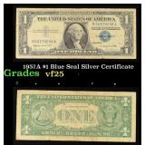 1957A $1 Blue Seal Silver Certificate Grades vf+