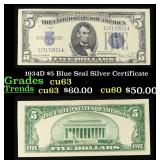 1934D $5 Blue Seal Silver Certificate Grades Selec