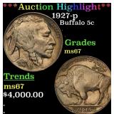 *Highlight* 1927-p Buffalo Nickel 5c ms67 SEGS (fc