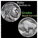 Hobo Buffalo Nickel 5c Grades Hand Carved