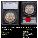 1935 Mexico 1 Peso Silver Mexico 1 Peso KM# 455 ms