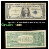 1957B $1 Blue Seal Silver Certificate Grades vf++