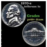 1970-s Proof Jefferson Nickel 5c Grades GEM++ Proo